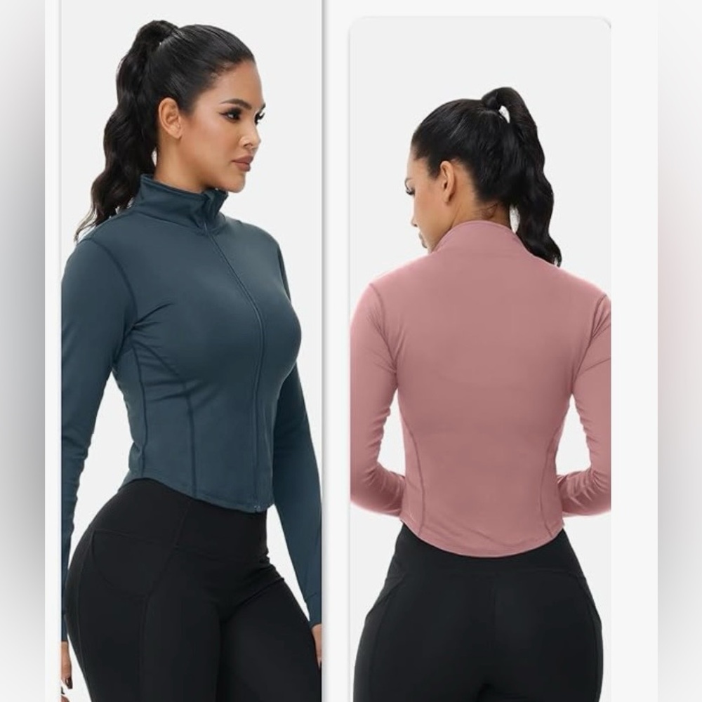 NWOT Women’s Set of 2 Workout Active Cropped Jackets in Large L in Pink and Blue
